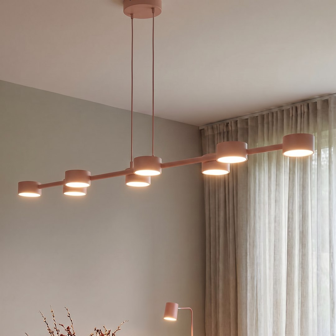 Suspension Megara 8 lumières corail
