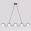 Suspension Sinus 5 lumières verte, verre blanc