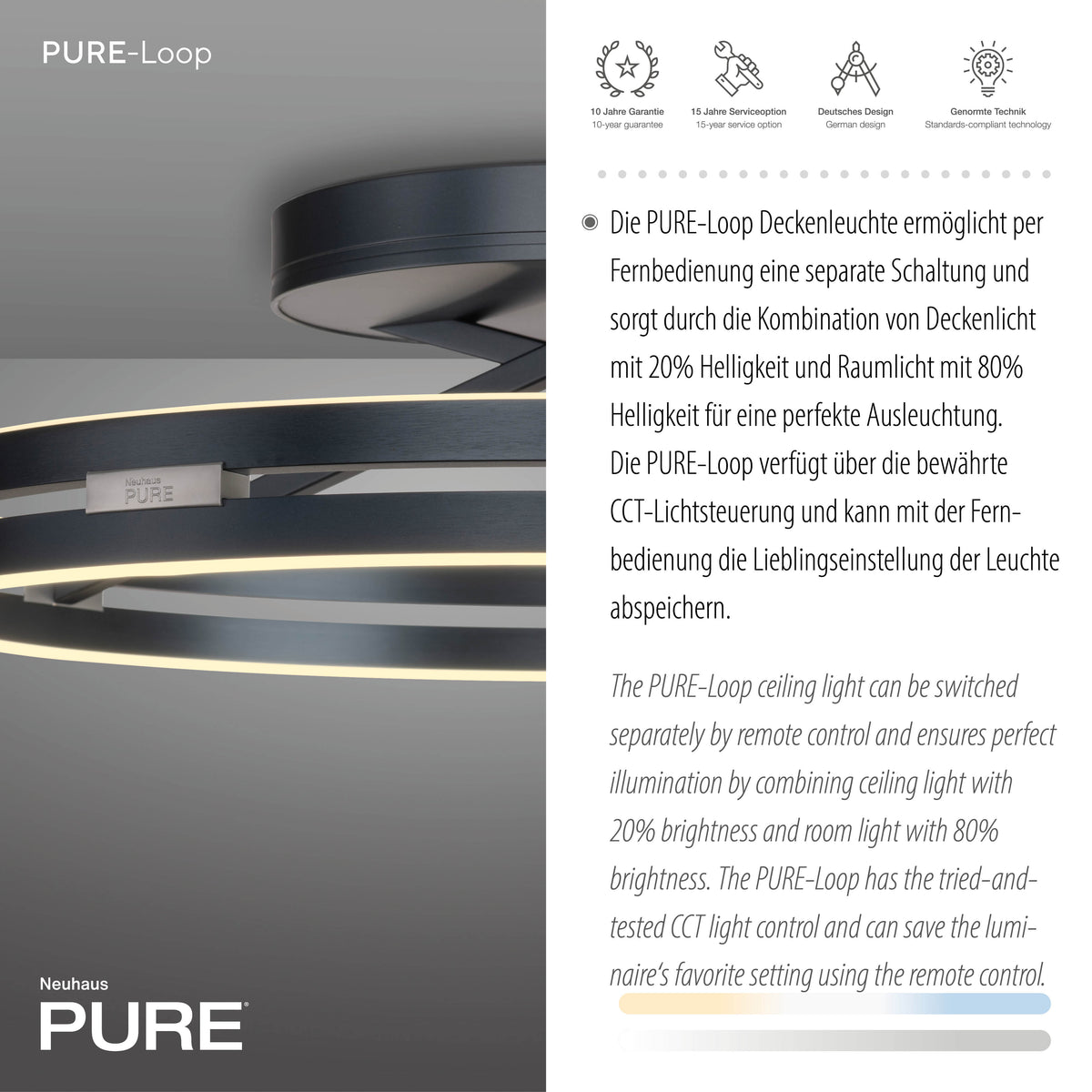 Plafonnier Pure Loop gris