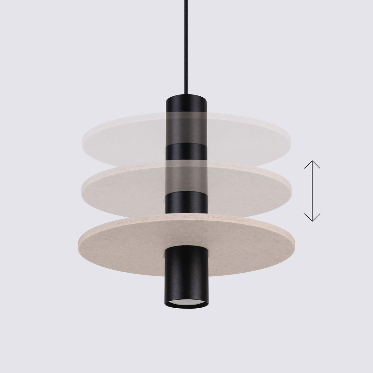 Schéma de réglage en hauteur, disque beige coulissant sur cylindre noir