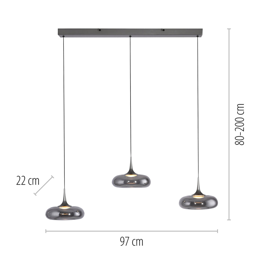 Suspension Posh grise, P 97 cm