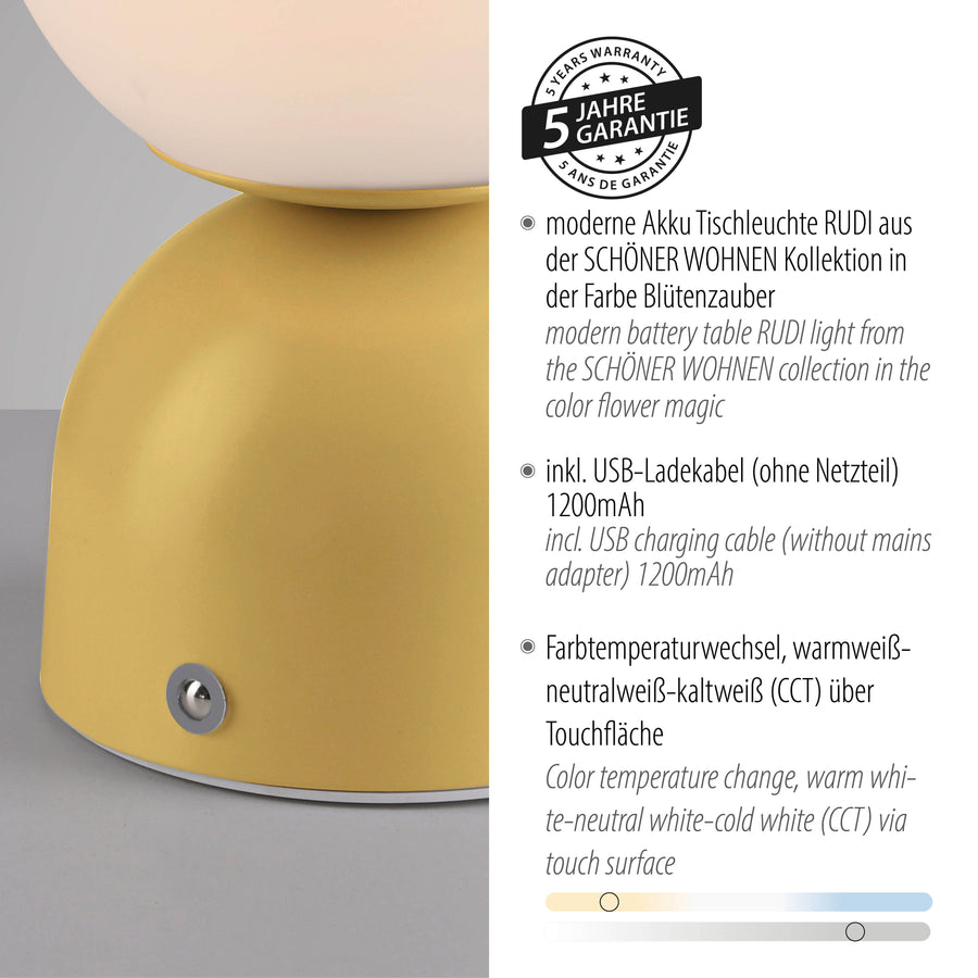 Lampe à poser Rudi jaune