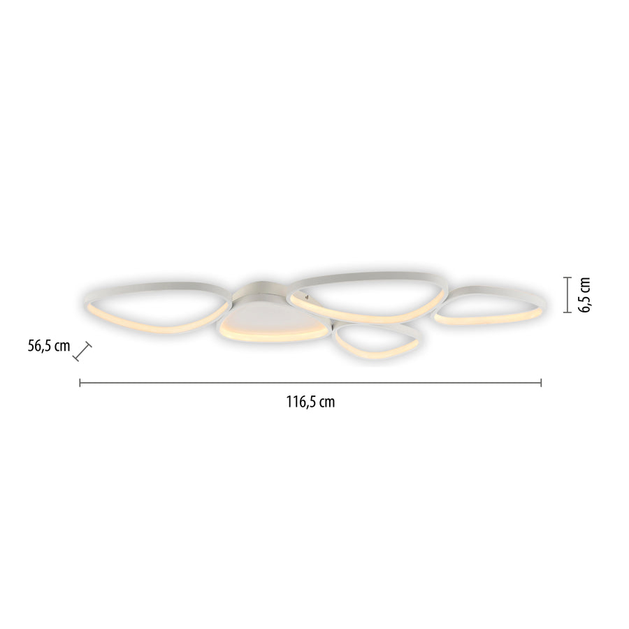 Plafonnier Pebbles blanc, L 56,5 cm