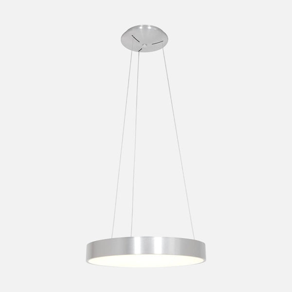 Silberfarbener dimmbarer Kronleuchter, LED-Ring-Hängeleuchte 48 cm | Ringlede