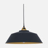Lustre noir et doré, abat-jour Ø 42 cm à hauteur réglable, salon | Novéa