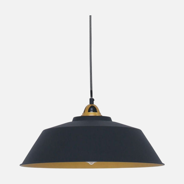 Lustre noir et doré, abat-jour Ø 42 cm à hauteur réglable, salon | Novéa