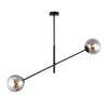 Suspension Linear 2 lumières noire, verre graphite