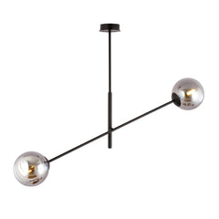 Suspension Linear 2 lumières noire, verre graphite