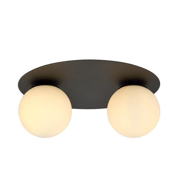 Deckenleuchte Solar, 2-flammig, schwarz, Opalglas