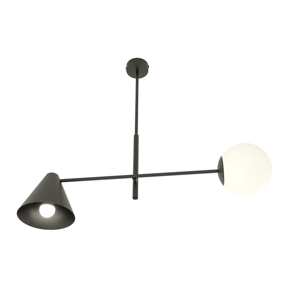 Hermès-Kronleuchter, 2-flammig, schwarz