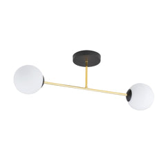 Plafonnier Magnum 2 lumières noir, verre opale