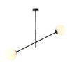 Suspension Linear 2 lumières noire, verre opale