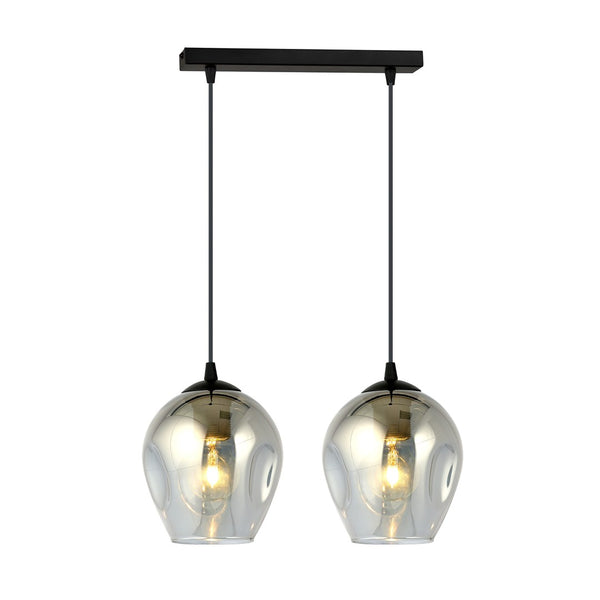 Istar Pendelleuchte 2-flammig schwarz, Graphitglas