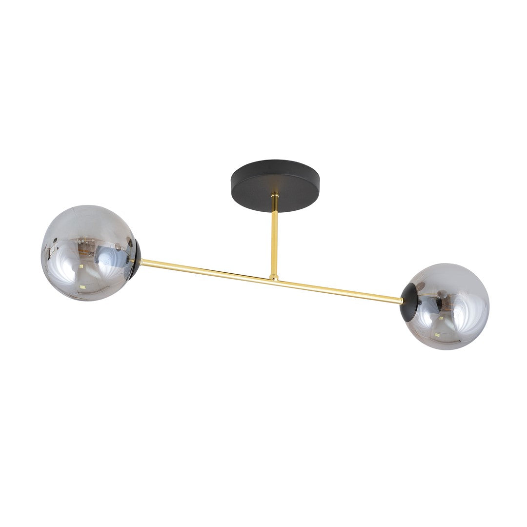 Plafonnier Magnum 2 lumières noir, verre graphite