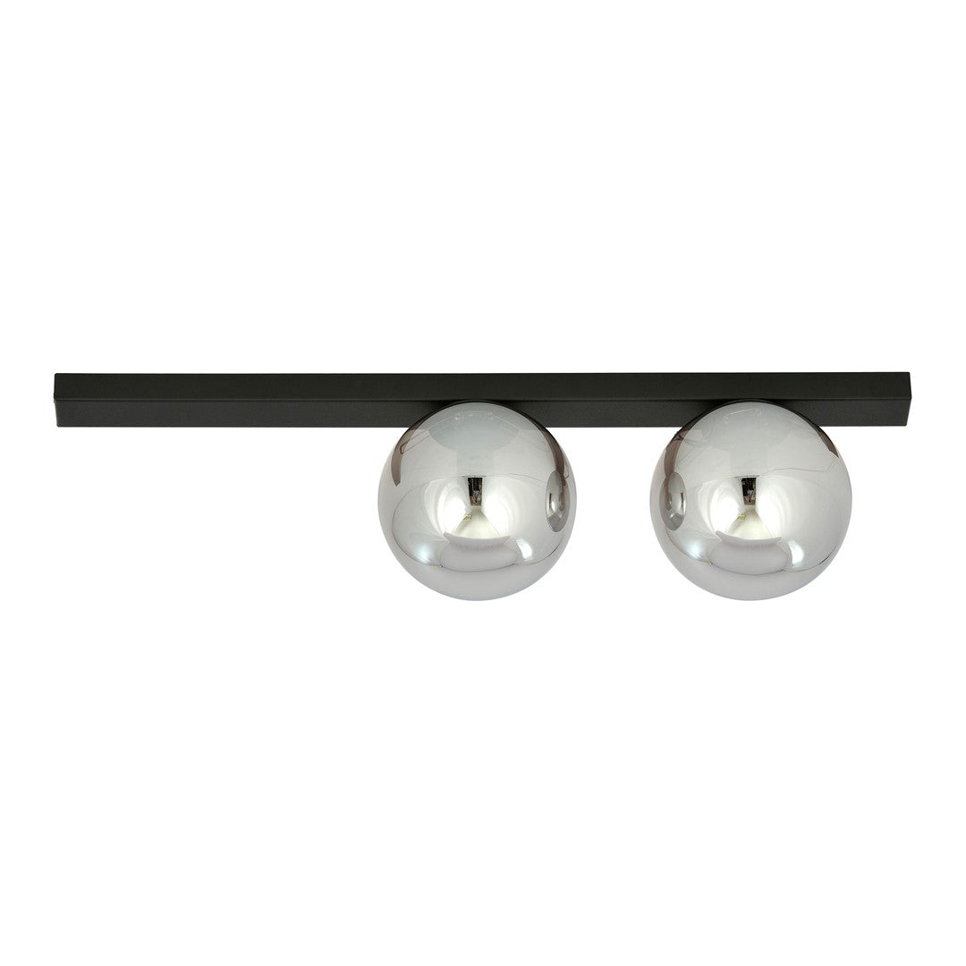 Deckenleuchte Fit 2-flammig schwarz, Glas graphit