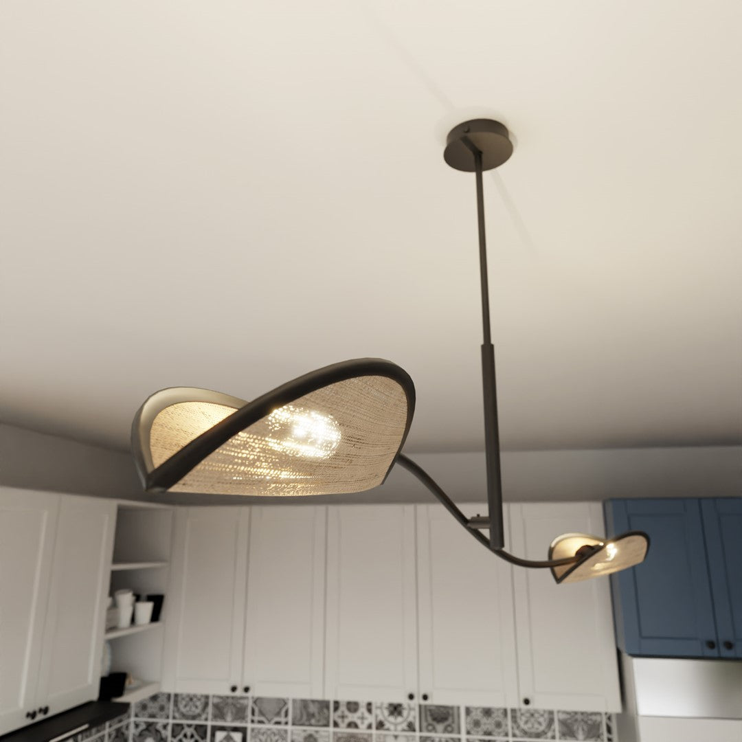 Deckenleuchte Lotus 2-flammig schwarz, Rattan