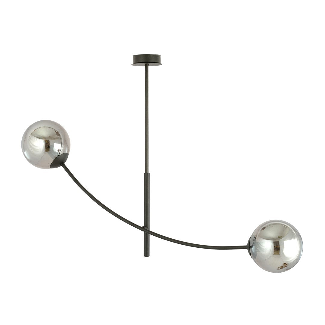 Hunter Deckenleuchte 2-flammig schwarz, Graphitglas
