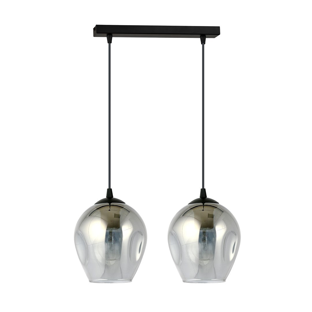 Istar Pendelleuchte 2-flammig schwarz, Graphitglas