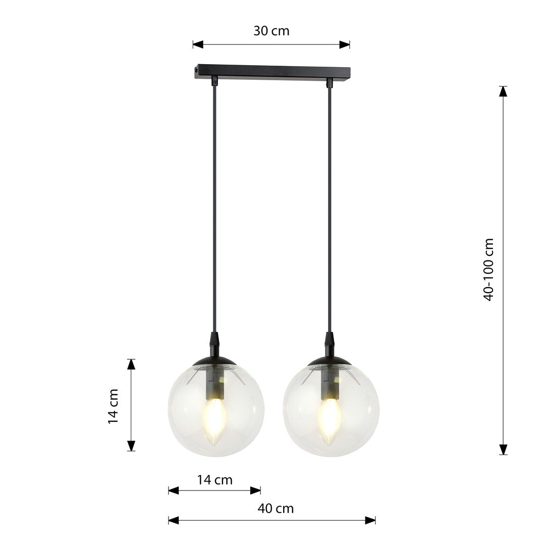 Schéma coté indiquant largeur 30 cm, hauteur 40 à 100 cm et diamètre 14 cm