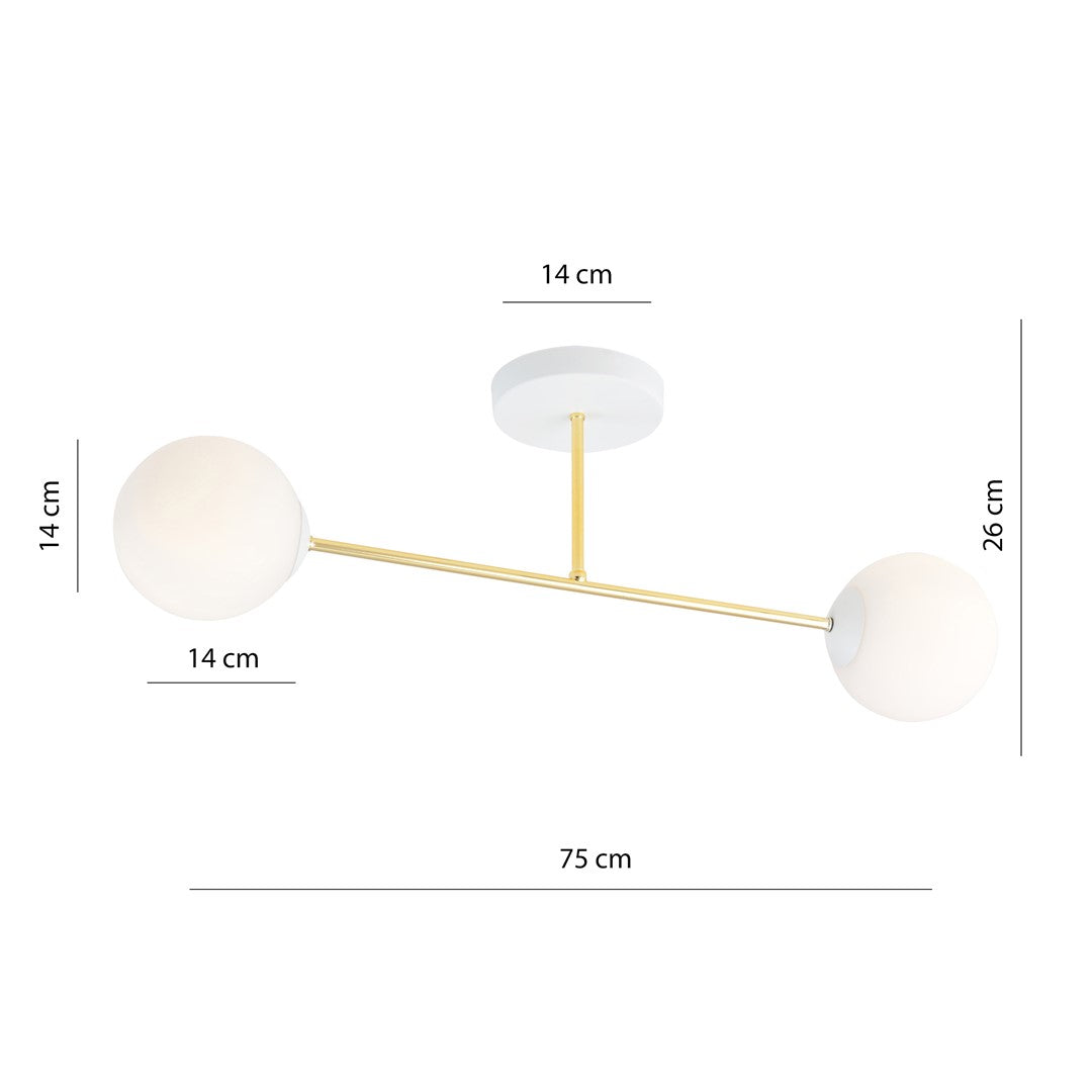 Schéma coté du luminaire avec dimensions en centimètres.