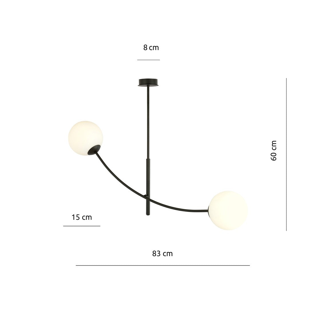 Schéma coté : hauteur 60 cm, largeur 83 cm, rosace 8 cm