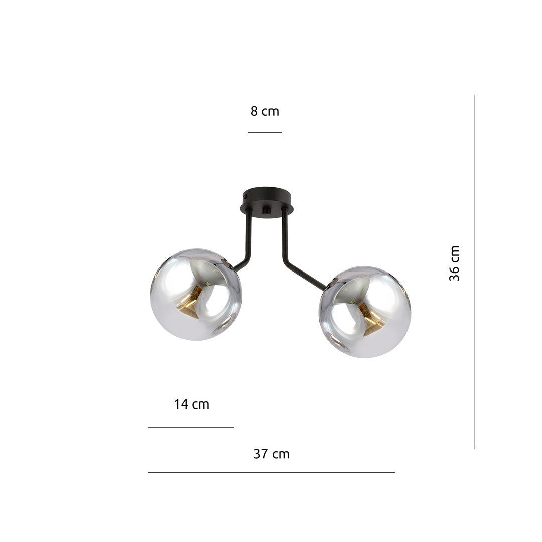 Schéma de dimensions cotées : hauteur 36 cm, largeur 37 cm, rosace 8 cm