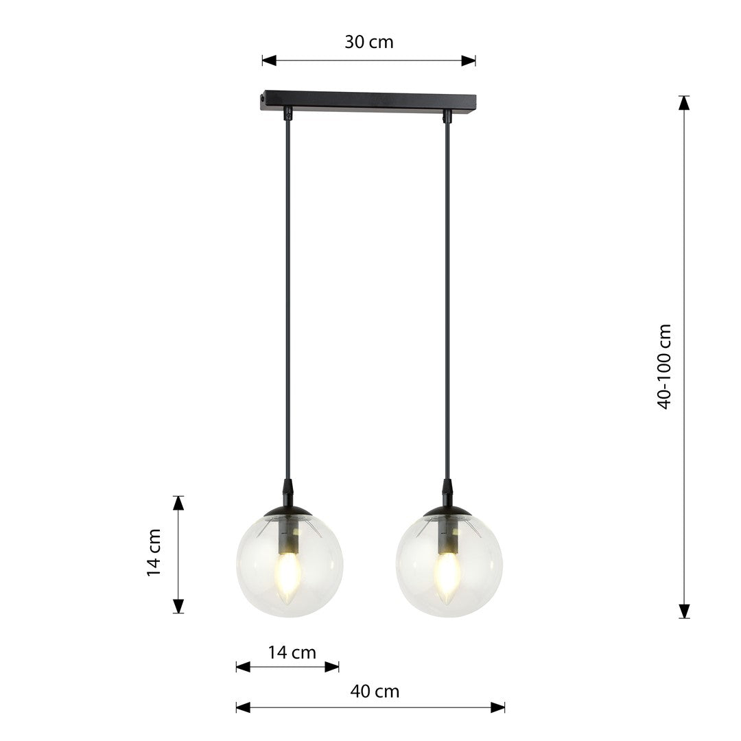 Second plan de dimensions détaillant la barre de fixation et les suspensions
