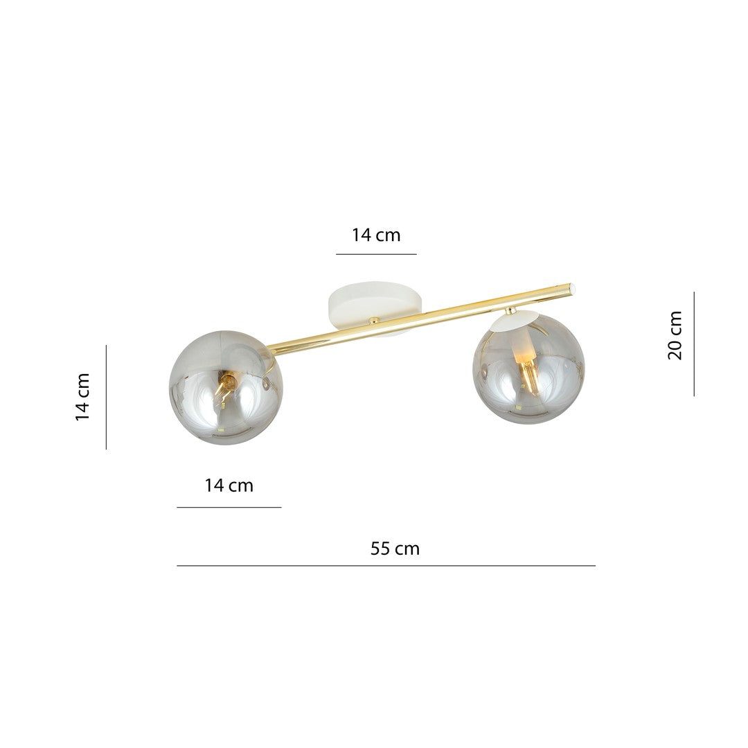 Schéma coté du plafonnier indiquant 55 cm de large et 20 cm de hauteur.