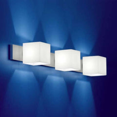 Applique murale 3 Cube en verre, blanc et gris, 3 lumières