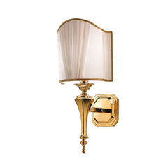 Applique murale Belle Époque en tissu, blanc et or brillant, hauteur 48 cm
