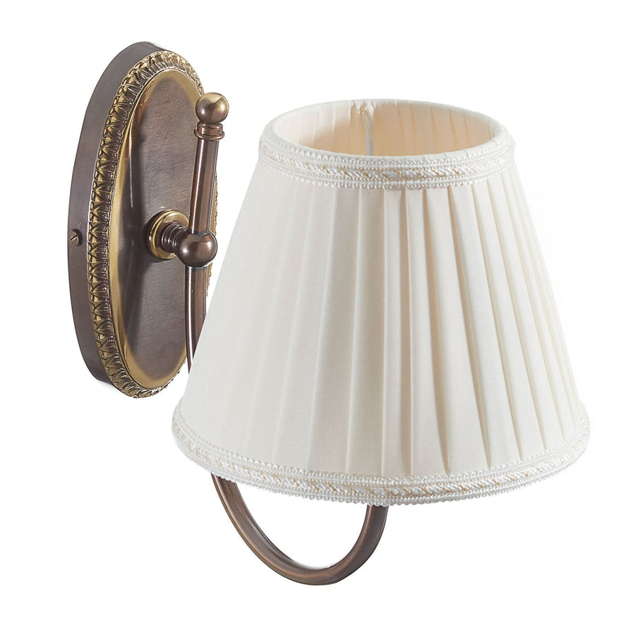 Applique murale Classic en tissu, ivoire et laiton ancien, hauteur 25 cm