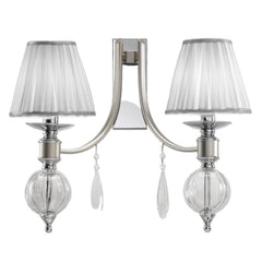 Applique murale 7330 en tissu, chrome et blanc, 2 lumières, hauteur 43 cm