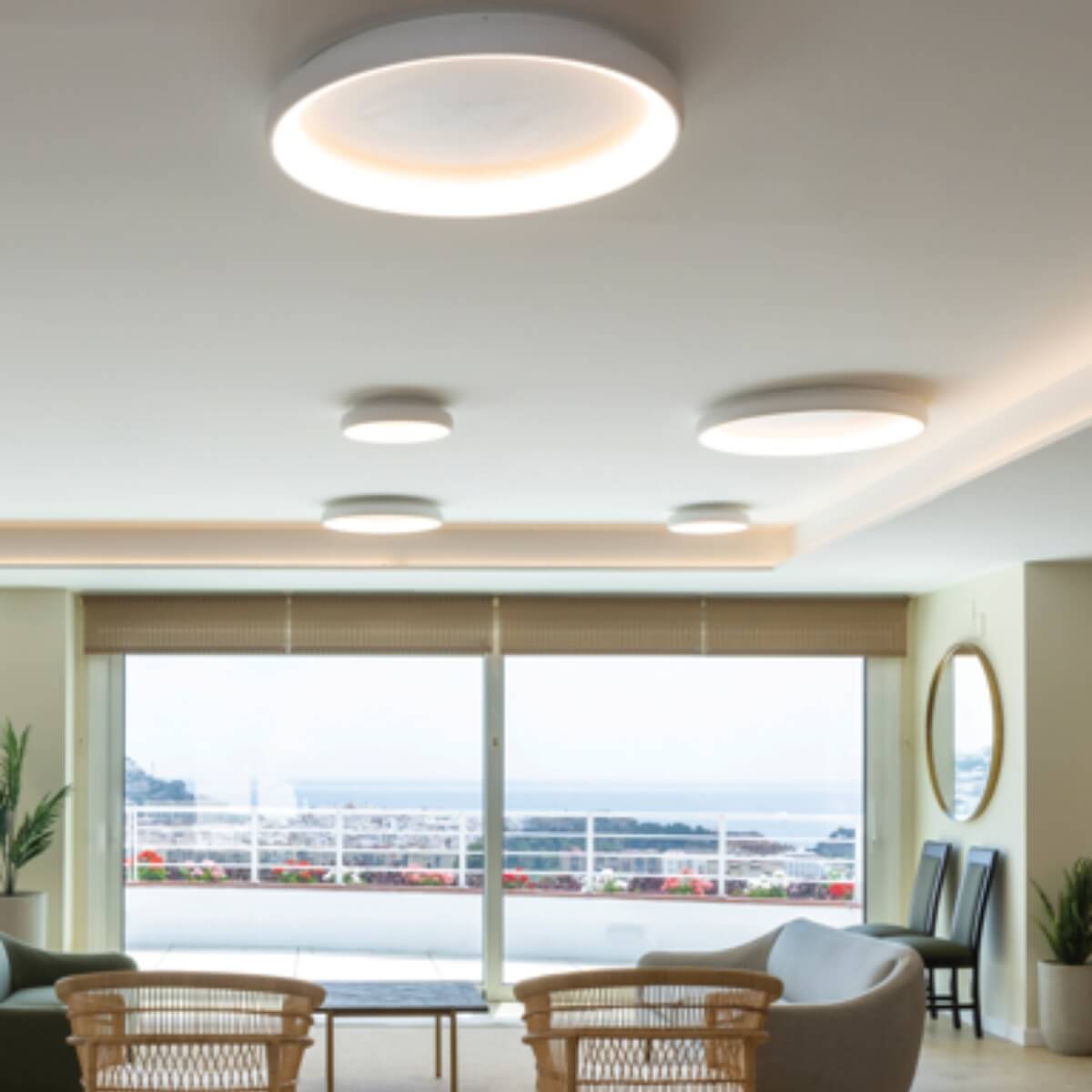 Plafonnier ZAMBELIS D400 30W DESIGN Blanc Sable 2041