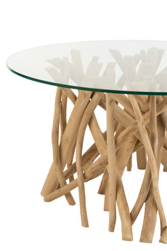 Couchtisch Teak Natur Glas