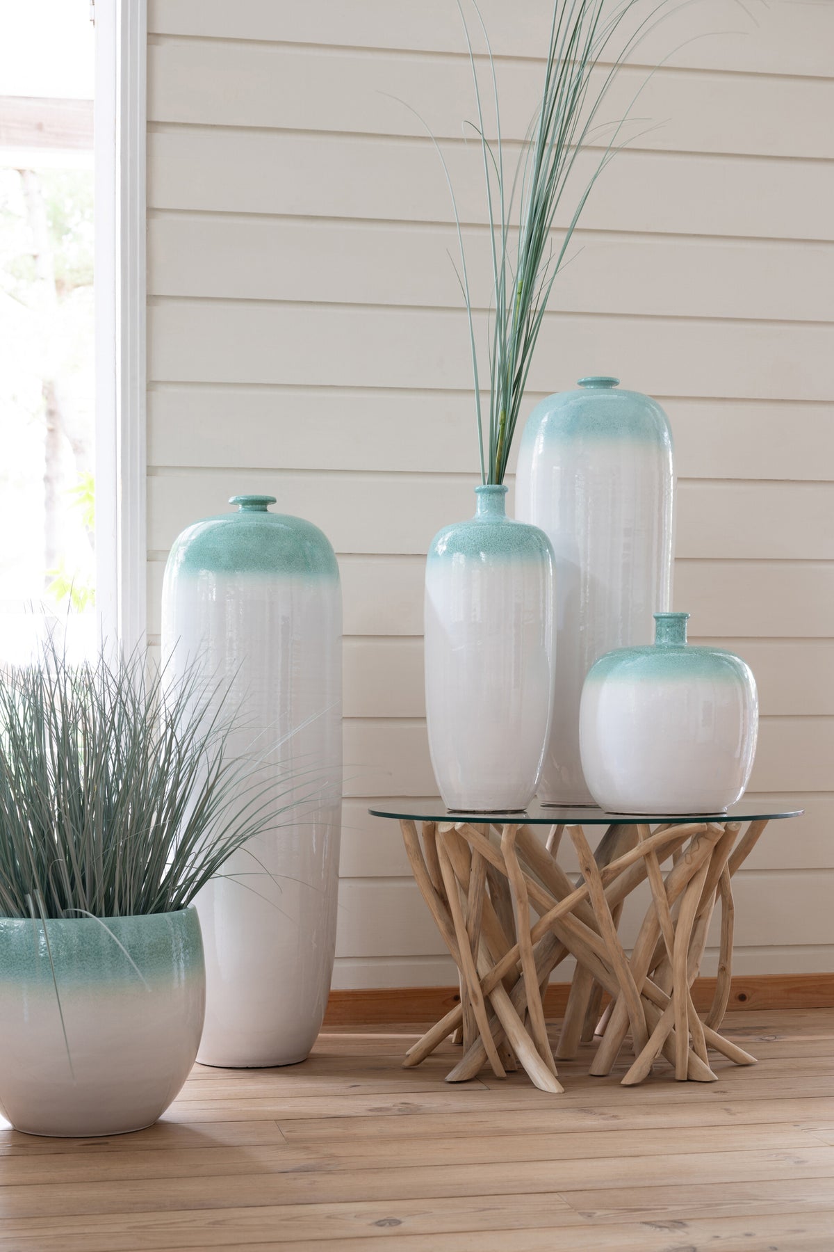 Couchtisch Teak Natur Glas