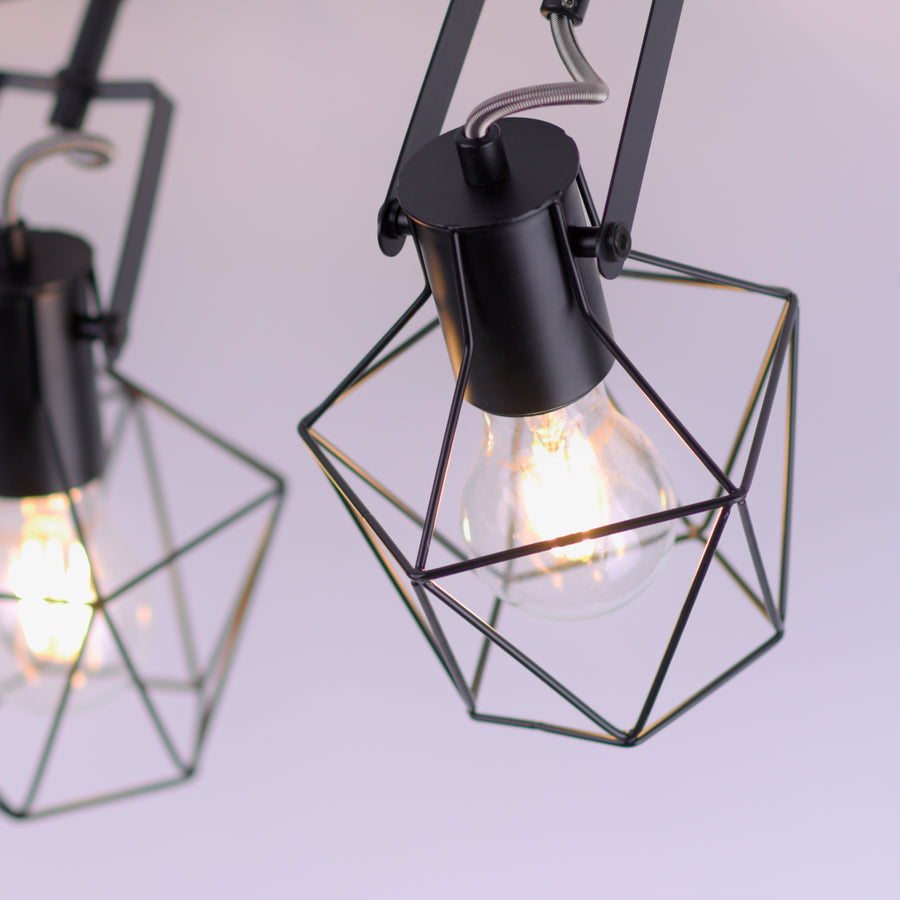 Plafonnier Jaro 2 lumières noir et bois