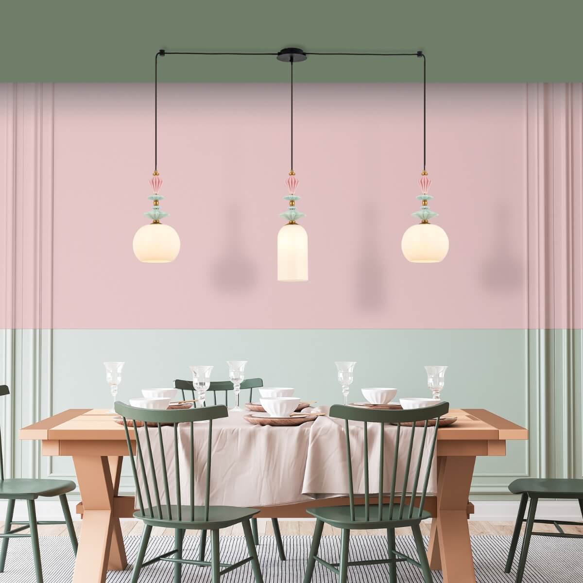 Suspension ZAMBELIS 3xE27 DESIGN Noir Sable et Laiton Sans Source 22153