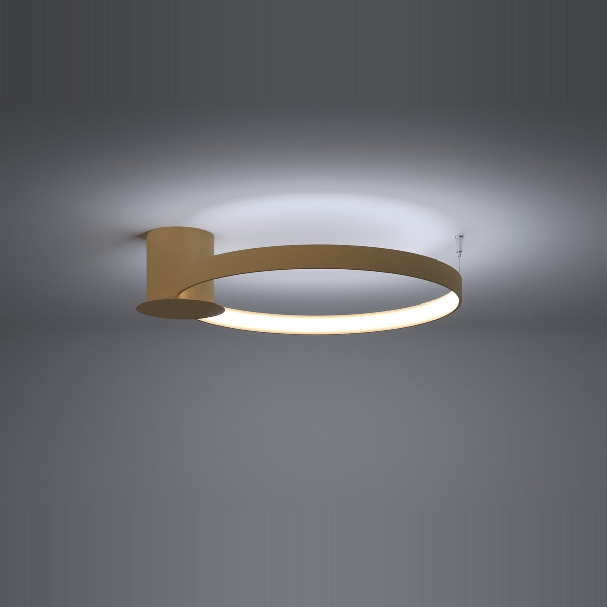 Ambiance tamisée montrant l'anneau allumé projetant un halo lumineux diffus