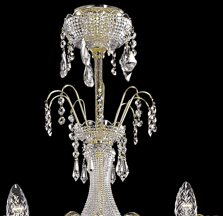 Détail du sommet avec coupole de cristal et pendants en forme de poire