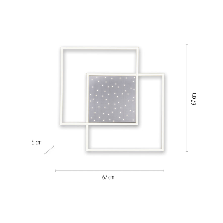 Plafonnier Yuki acier, L 67 cm