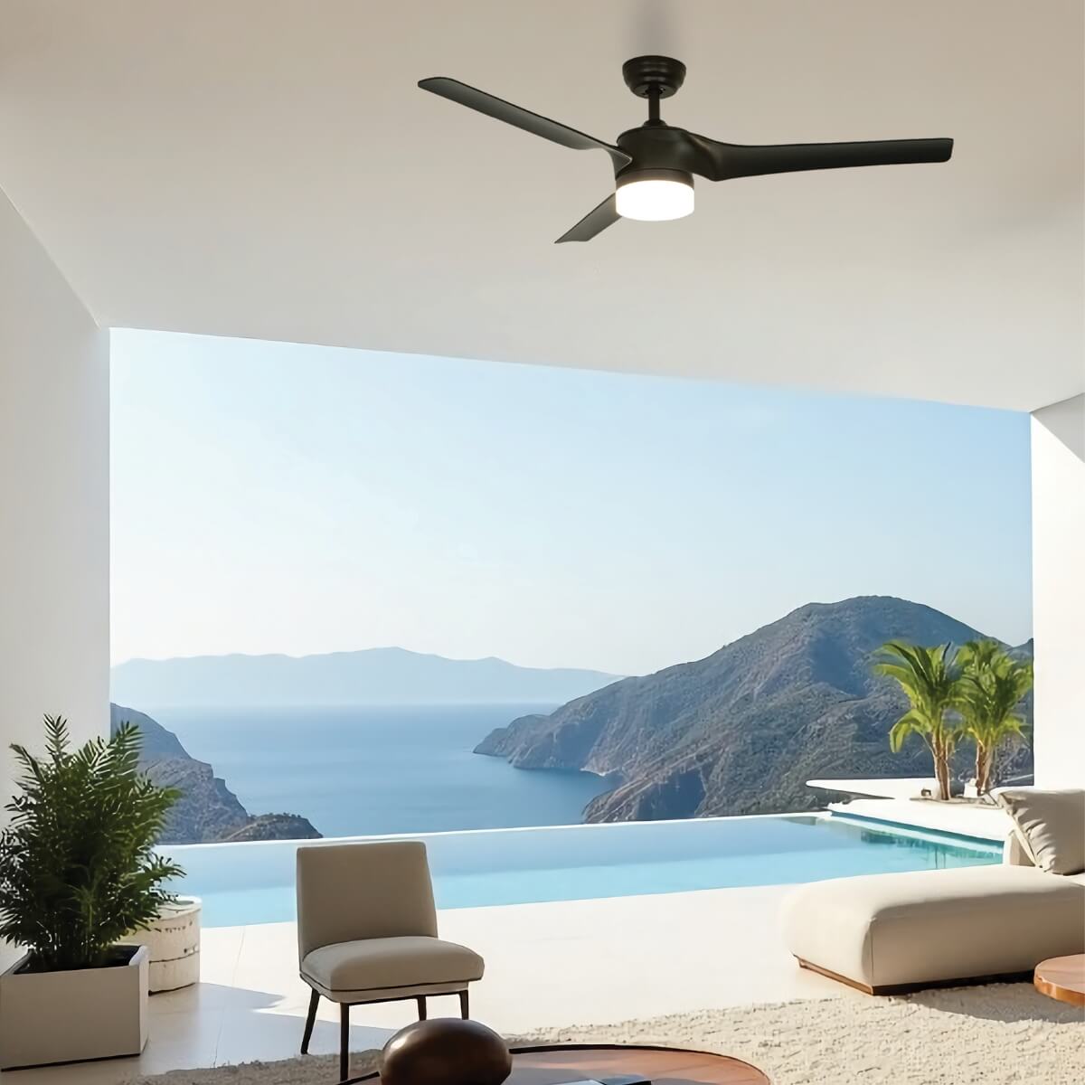 Ventilateur ZAMBELIS D1520 avec Telecommande DESIGN Noir Mat 23004