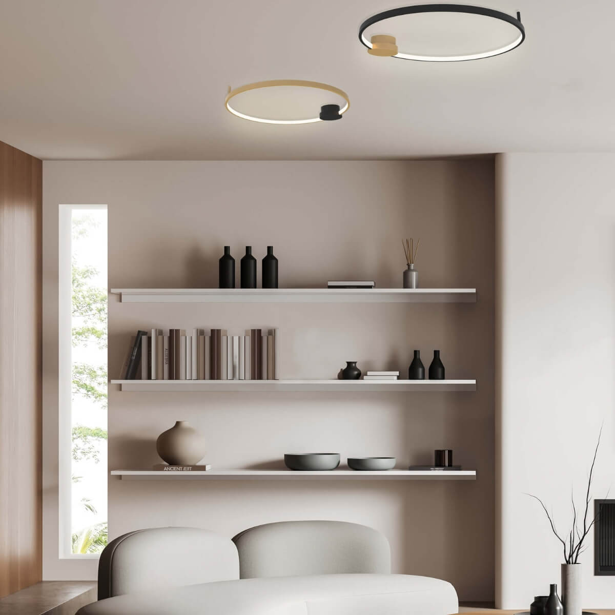 Plafonnier ZAMBELIS D640 24W Dimmable DESIGN Noir Mat et Or Mat