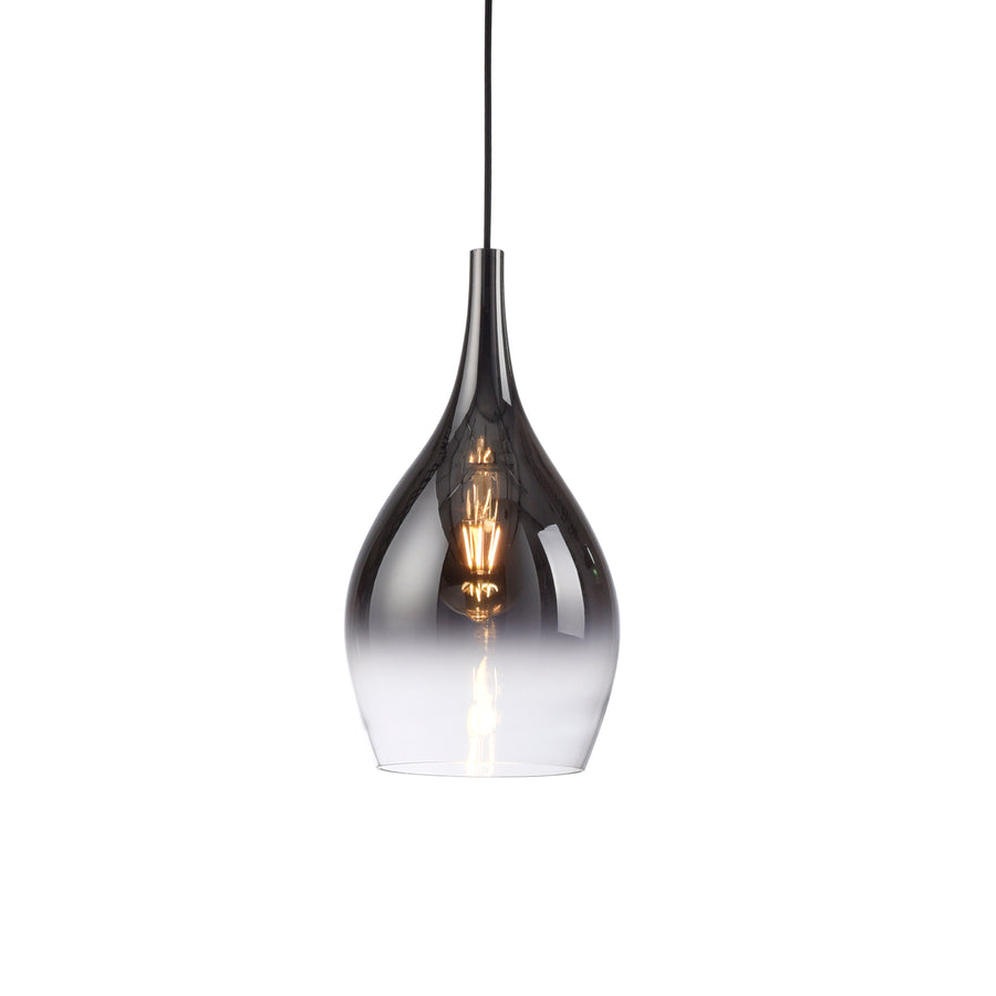 Suspension Pilua 3 lumières chromée, verre, L 20 cm