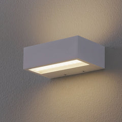 Applique murale LED Box en métal, blanc mat, hauteur 5 cm, IP44