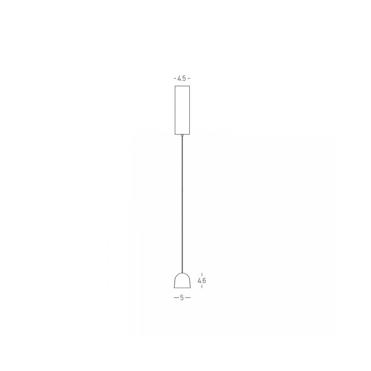 Schéma technique avec cotes : diamètre 4,5 cm en haut, 5 cm en bas.