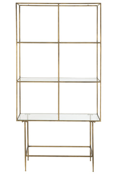 Goldene Regale aus Metall und Glas