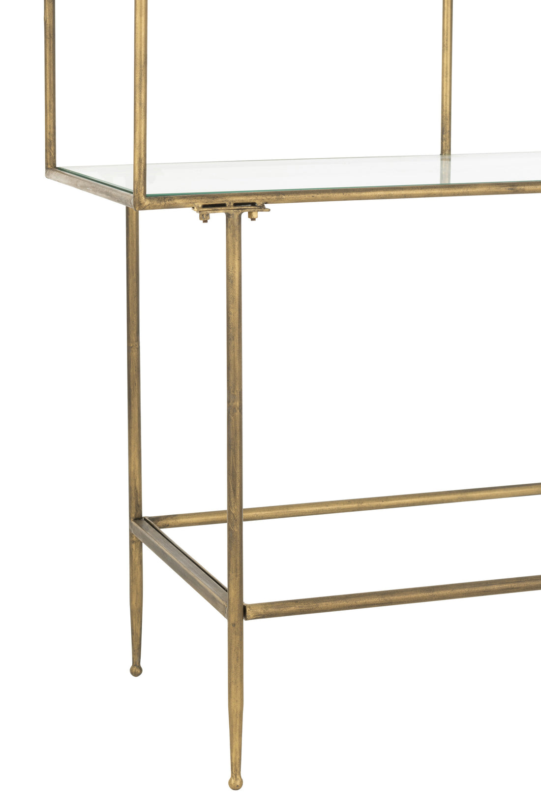 Goldene Regale aus Metall und Glas