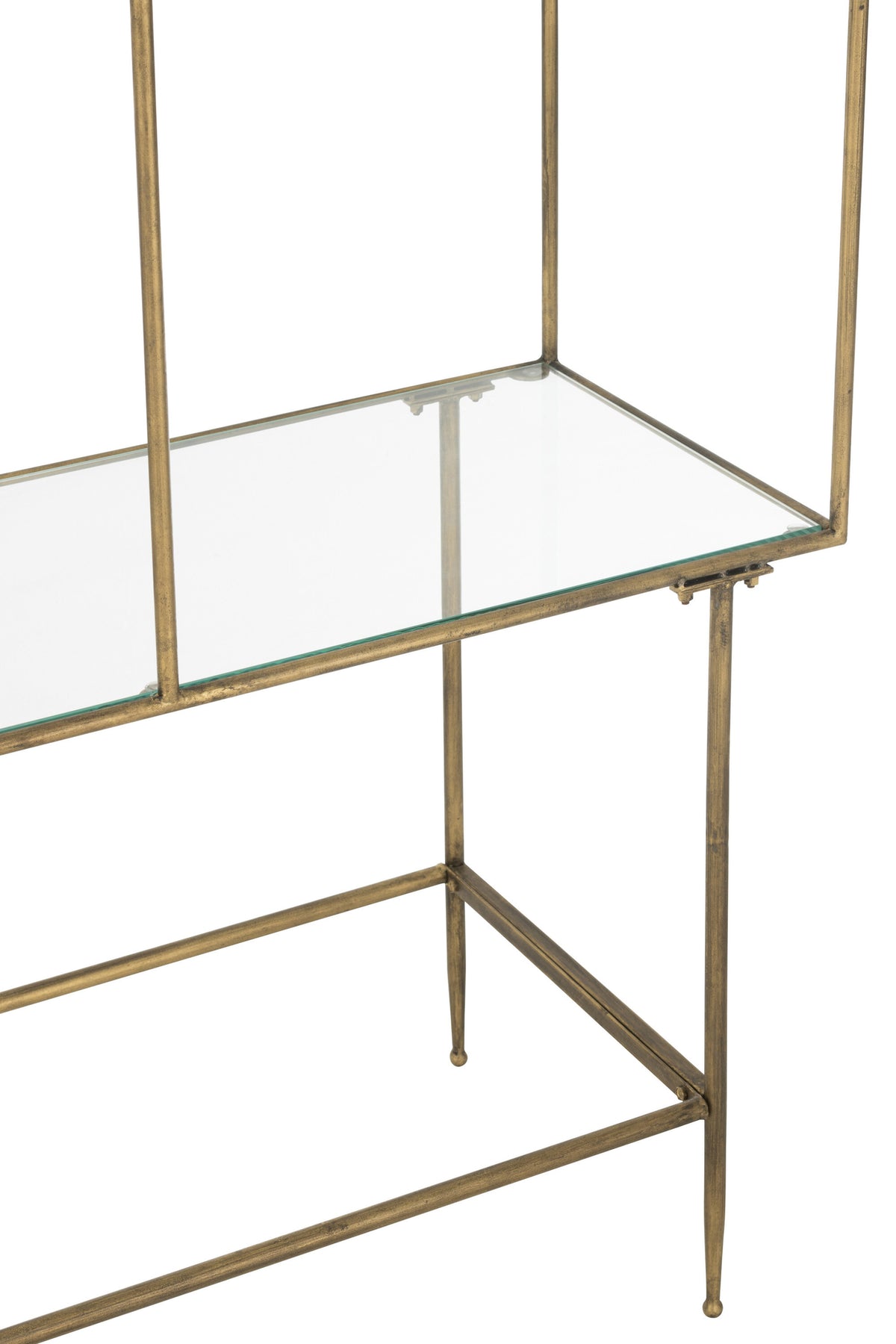 Goldene Regale aus Metall und Glas