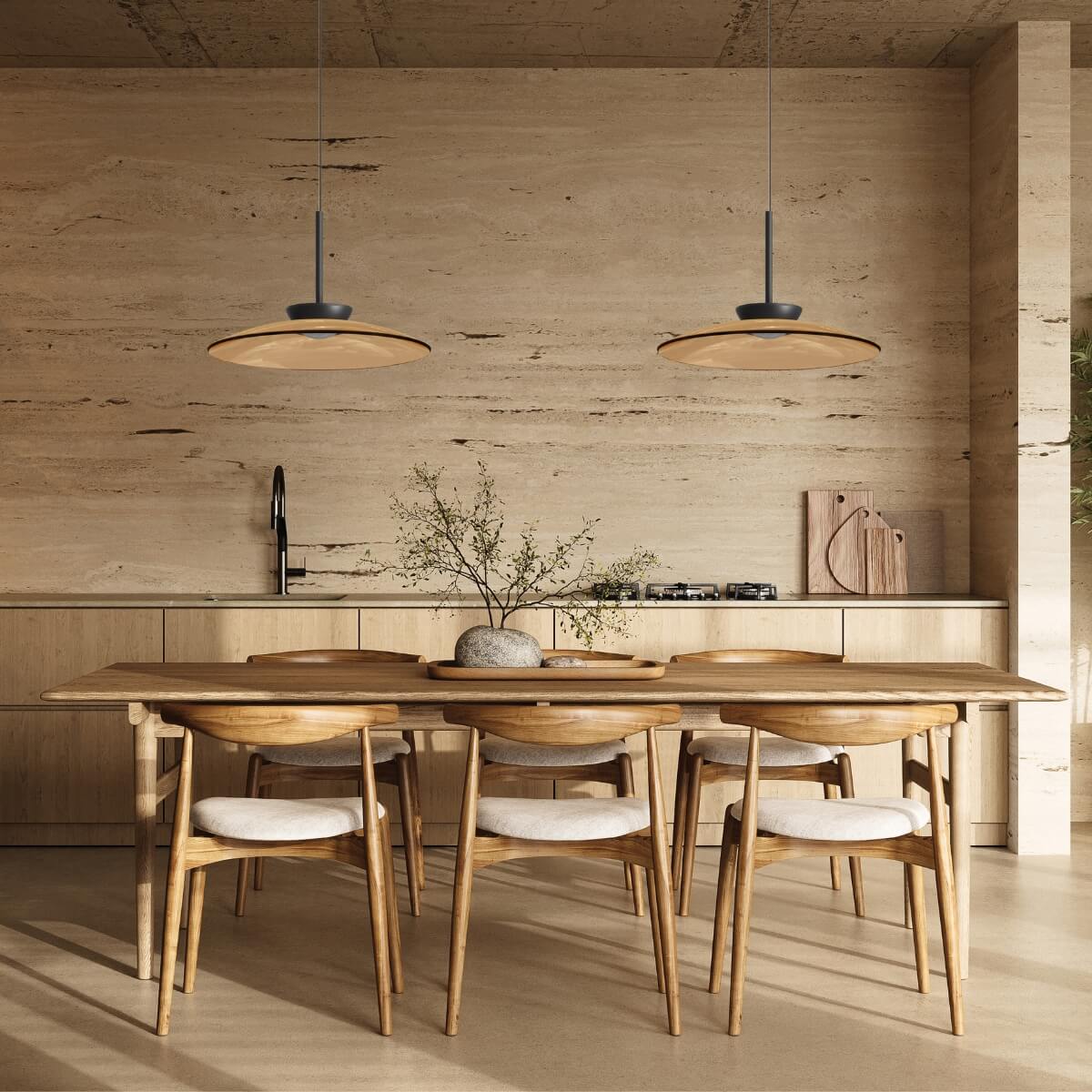 Suspension ZAMBELIS D500 31W Direct/Indirect CCT Dimmable DESIGN Verre Brun et Noir Mat 25274