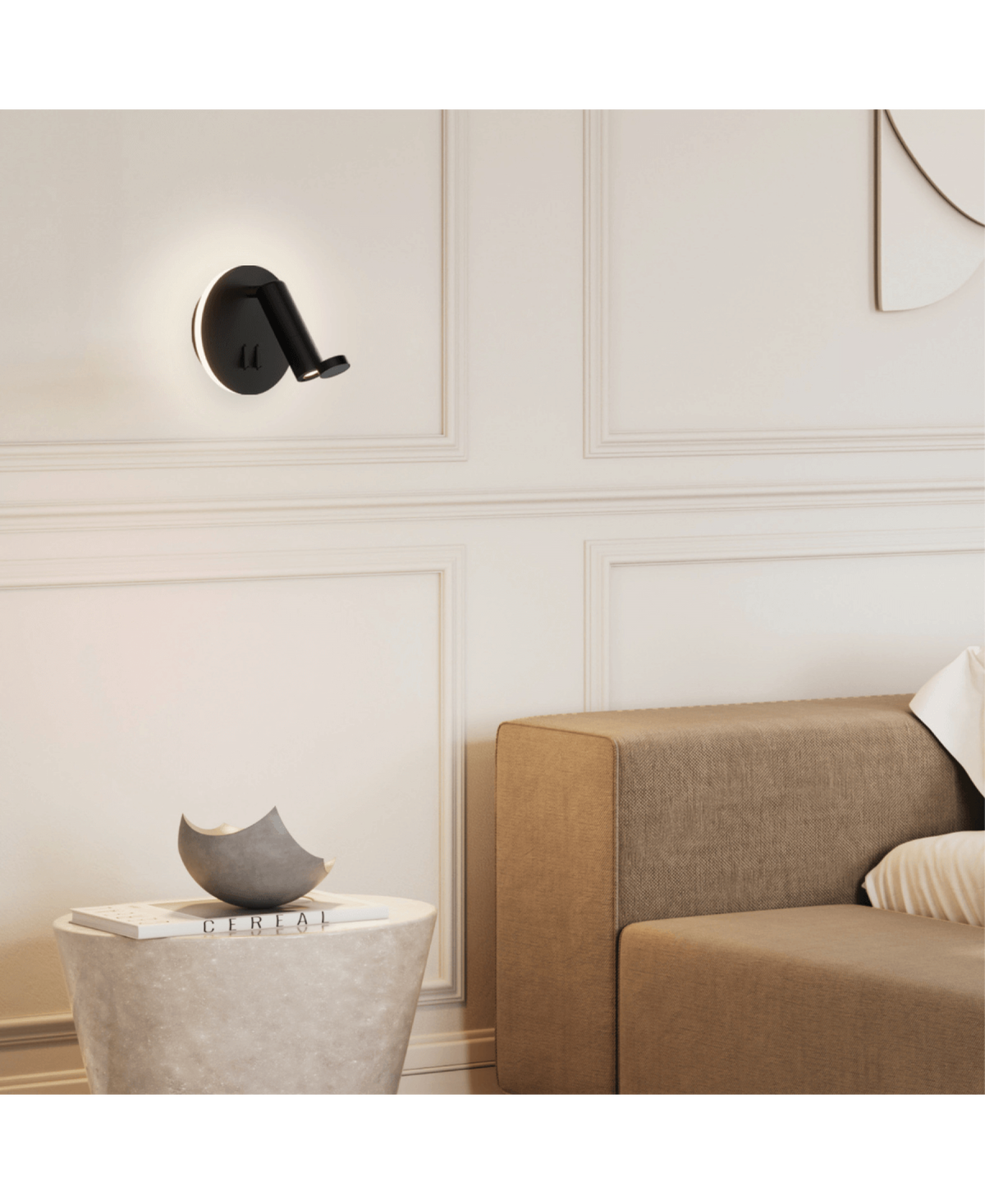 Applique Murale Orientable Direct/Indirect ZAMBELIS D140 3W + 6W Interrupteur DESIGN Noir Mat 25303